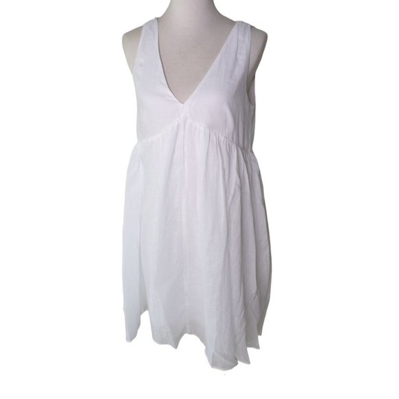 J CREW Swingy V-Neck Mini Dress White Ramie XX-Large #BI661 NEW - Picture 3 of 6